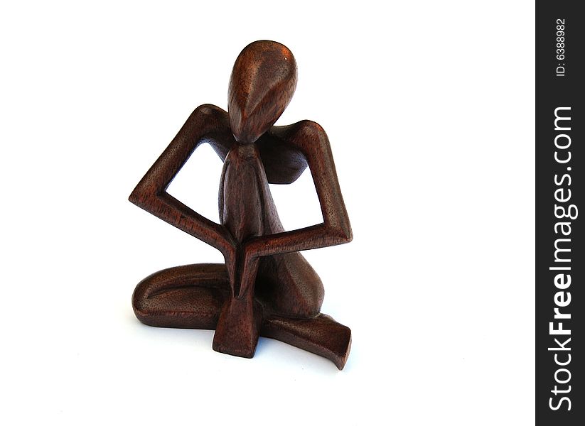 Wooden Statue On White