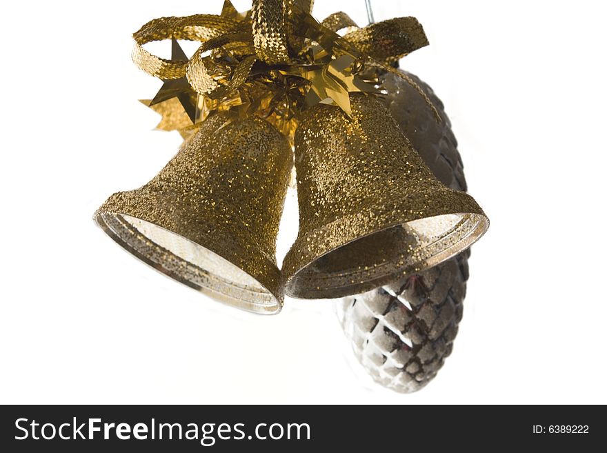 Christmas hand bells and the cone. A celebratory ornament. Christmas hand bells and the cone. A celebratory ornament.