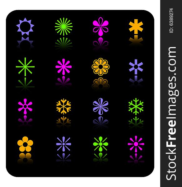Vector color snowflakes icon set EPS 8. Vector color snowflakes icon set EPS 8