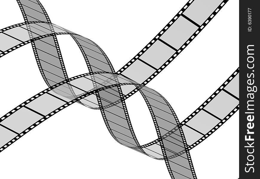 3d Film Strip. White background. Digitally Generated.