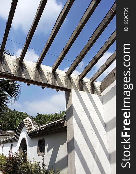 The rooftop with blue sky of china