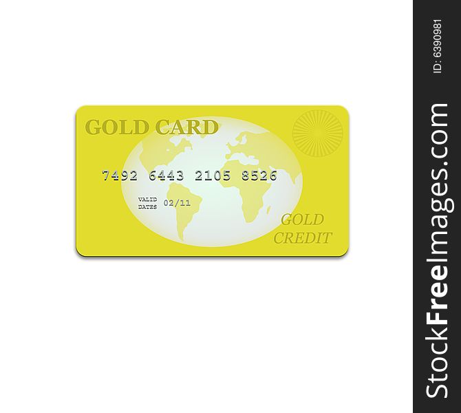 A computer rendered image of a gold credit card