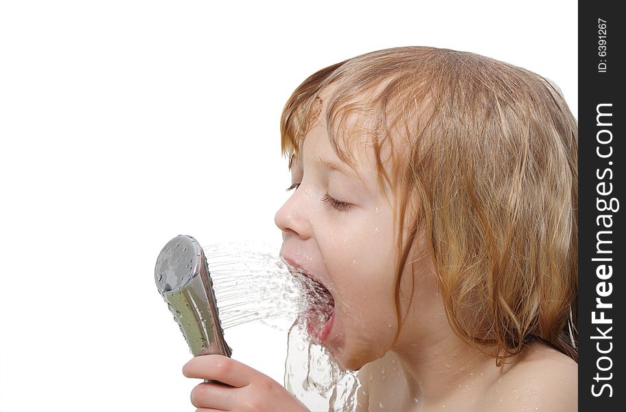 The girl plays water in bathing. The girl plays water in bathing