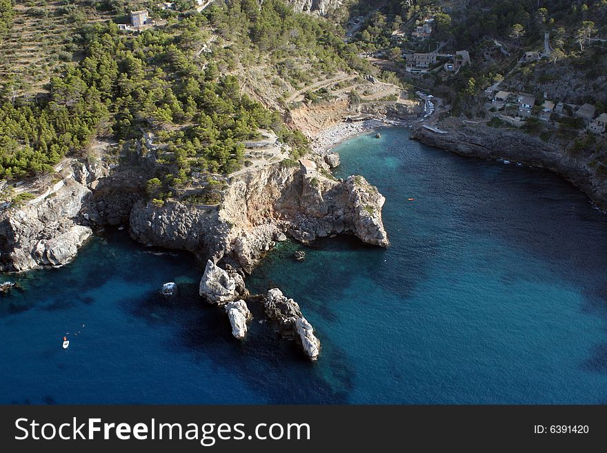 Coastline from air in Majorca in Spain
