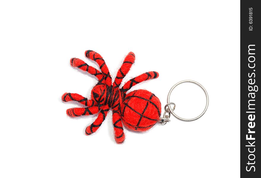 Red and black handmade spider keychain