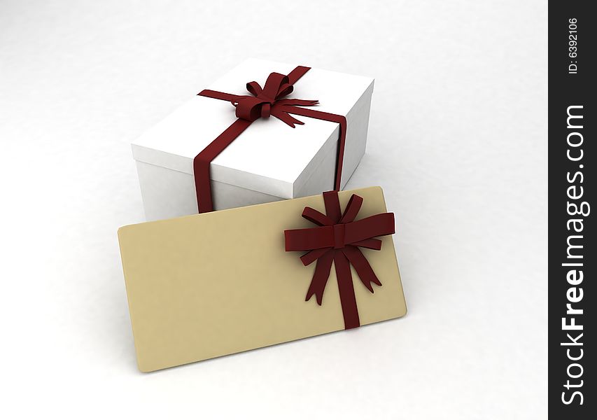 Gift present letter box writing bow  3D  white background