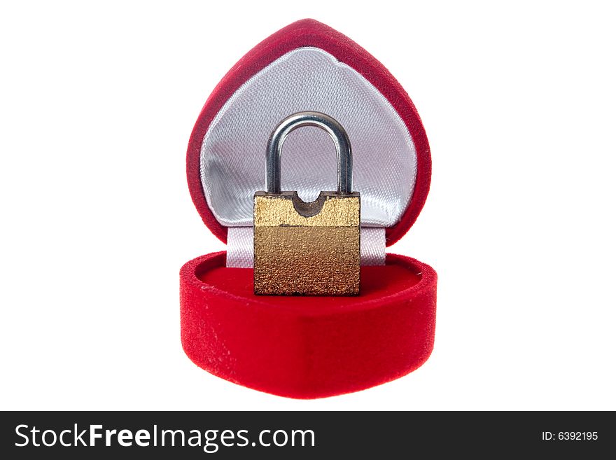 Wedding ring box and metallic lock. Wedding ring box and metallic lock