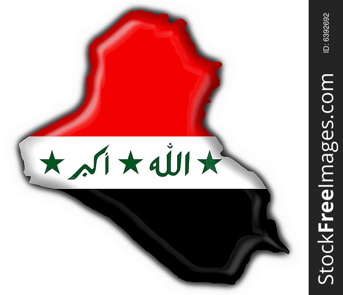 Iraq button flag - 3d made. Iraq button flag - 3d made