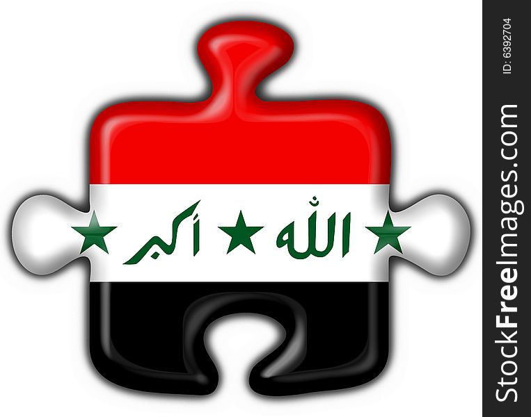 Iraq button flag - 3d made. Iraq button flag - 3d made