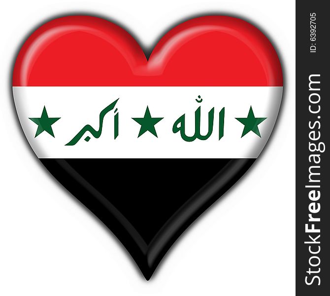 Iraq button flag heart shape