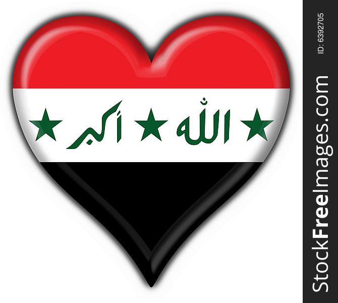 Iraq Button Flag Heart Shape