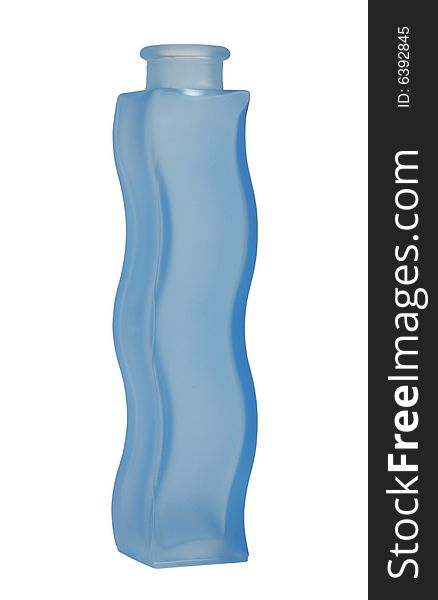 The blue glass vase on white background
