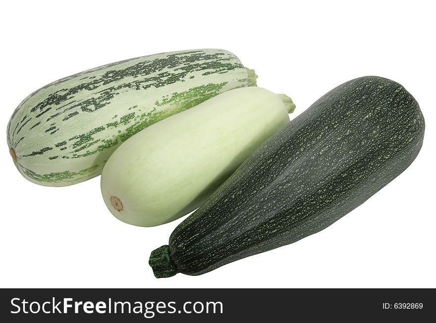 Three marrows isolated on white background. Three marrows isolated on white background