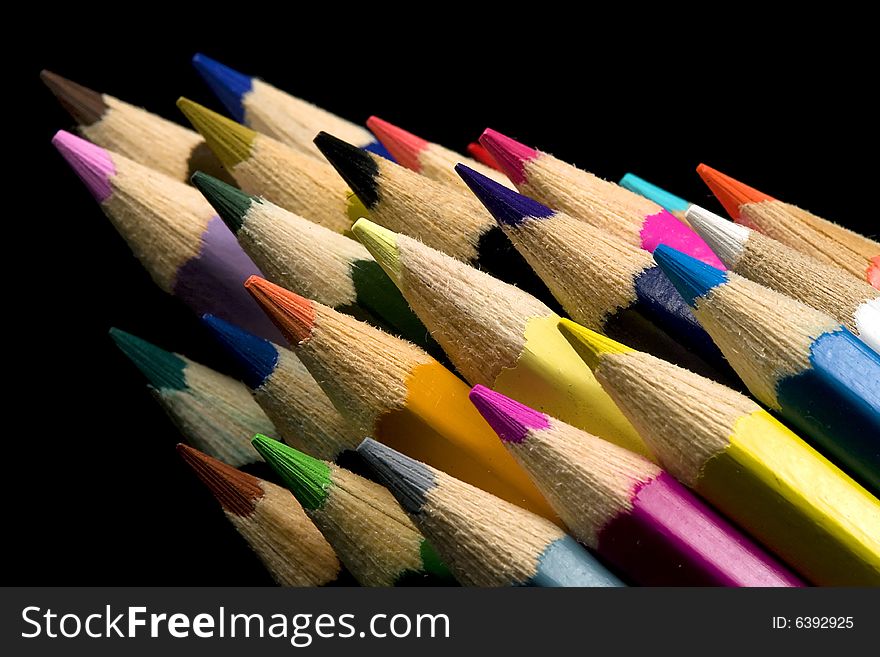 Close up of a bundle of color pencils. Close up of a bundle of color pencils