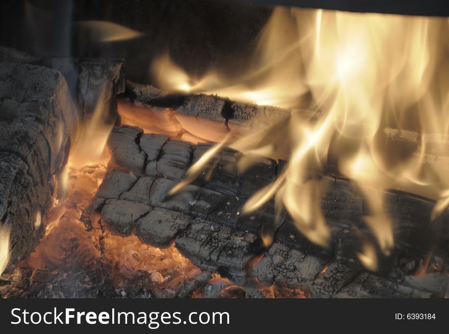 Fire In A Fireplace.