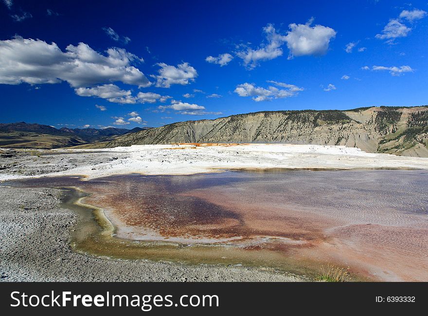 The Mammoth Hot Spring area in Yellowstone National Park in Wyoming