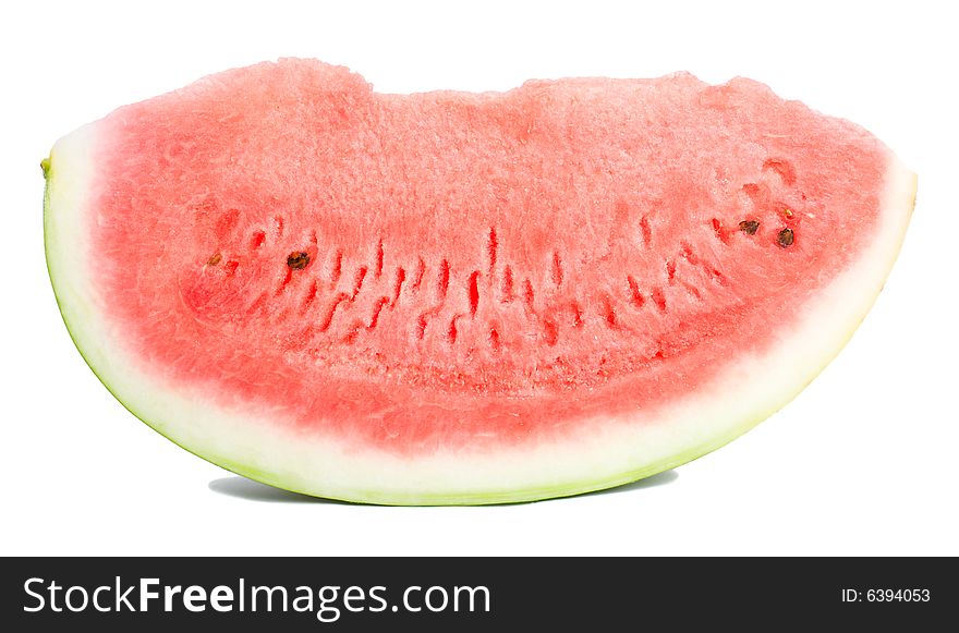 Close-up slice of watermelon, isolated on white