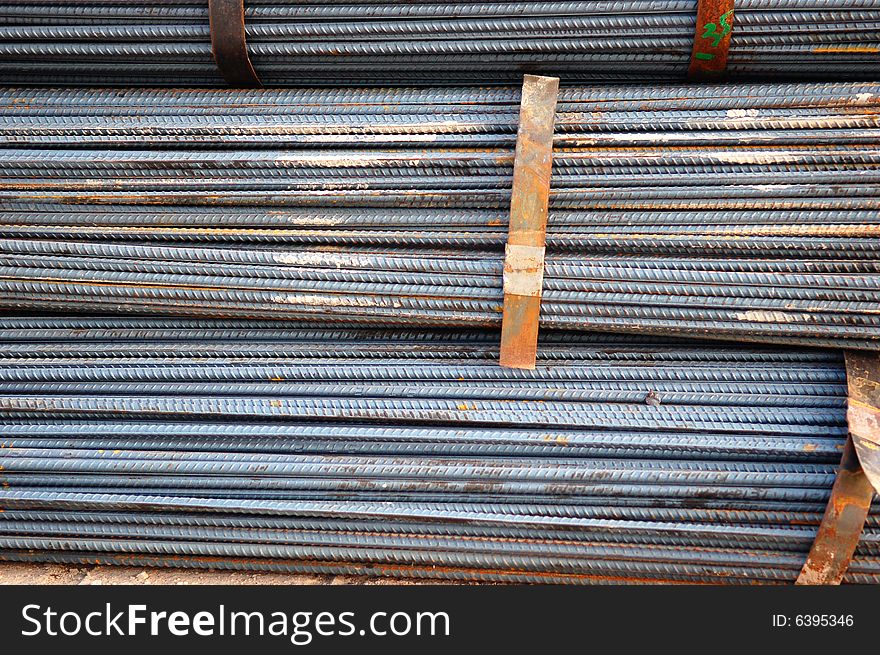 A tied bundle of cold steel bars