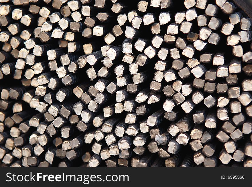 Macro of A tied bundle of cold steel bars