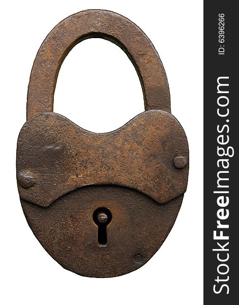 Image of closed padlock, old