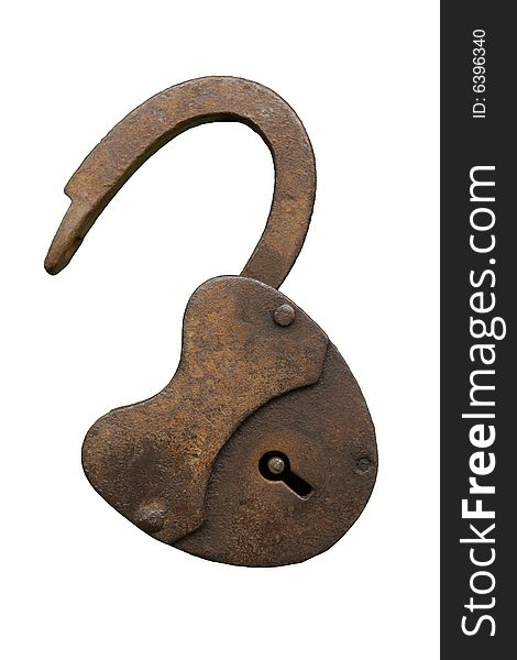 Image of open padlock, old