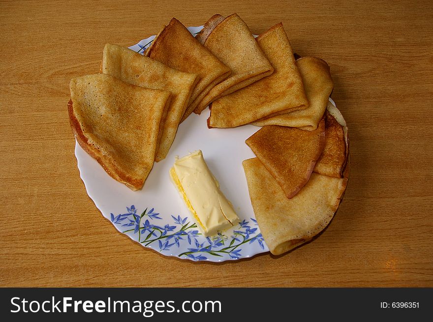 The Russian pancakes with butter
