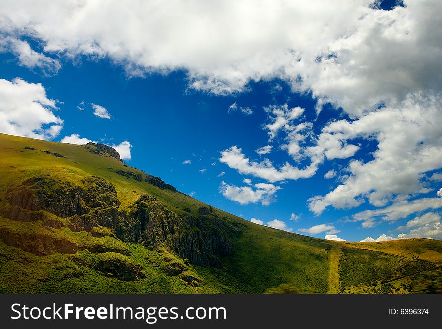 Beautiful scene of mountain and sky in the highland. Beautiful scene of mountain and sky in the highland