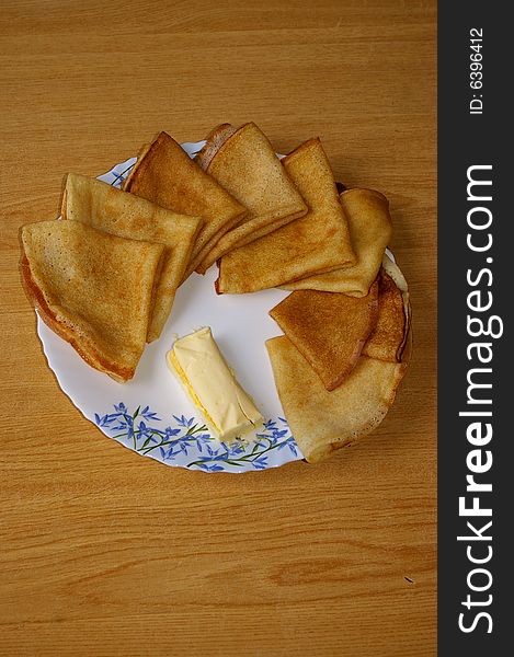 The Russian pancakes with butter