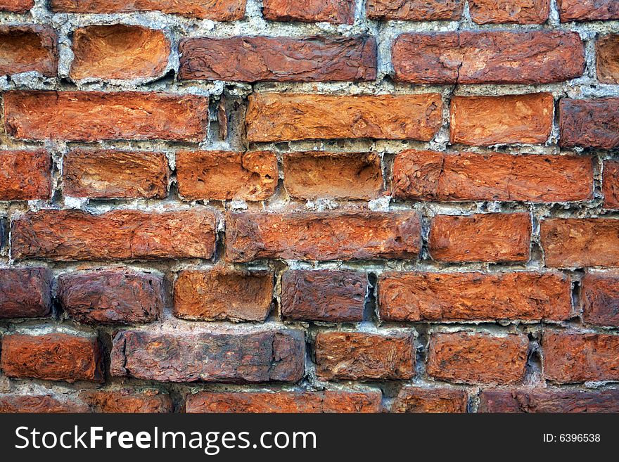 Red old brick wall, background, pattern