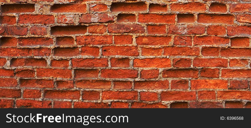 Red old brick wall, background, pattern