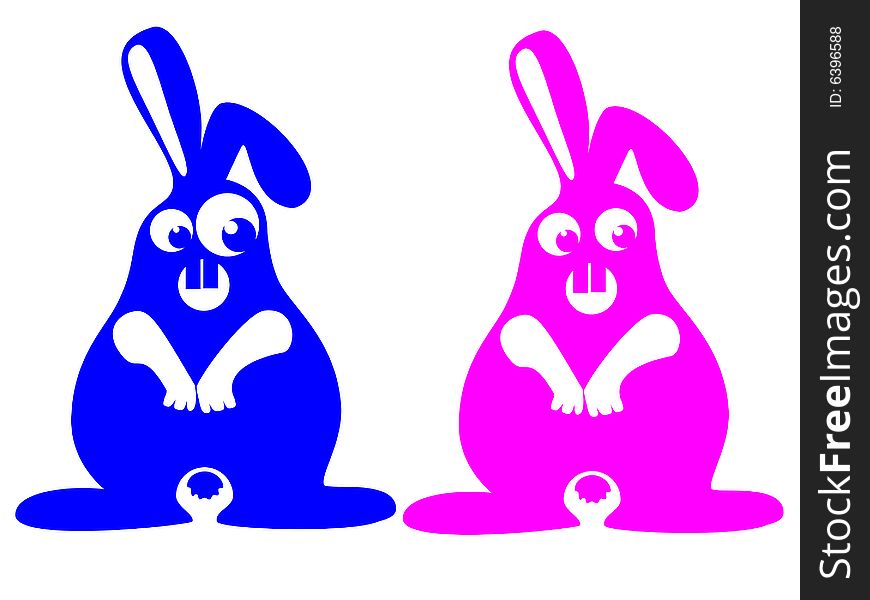 Two crazy looking rabbits in vectors. Two crazy looking rabbits in vectors.