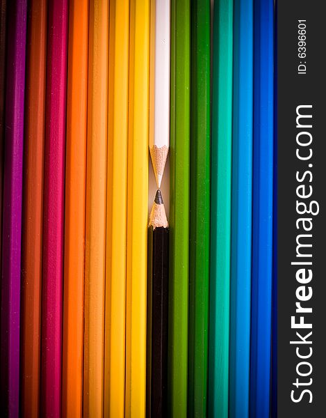 Color pencils background with dark edges