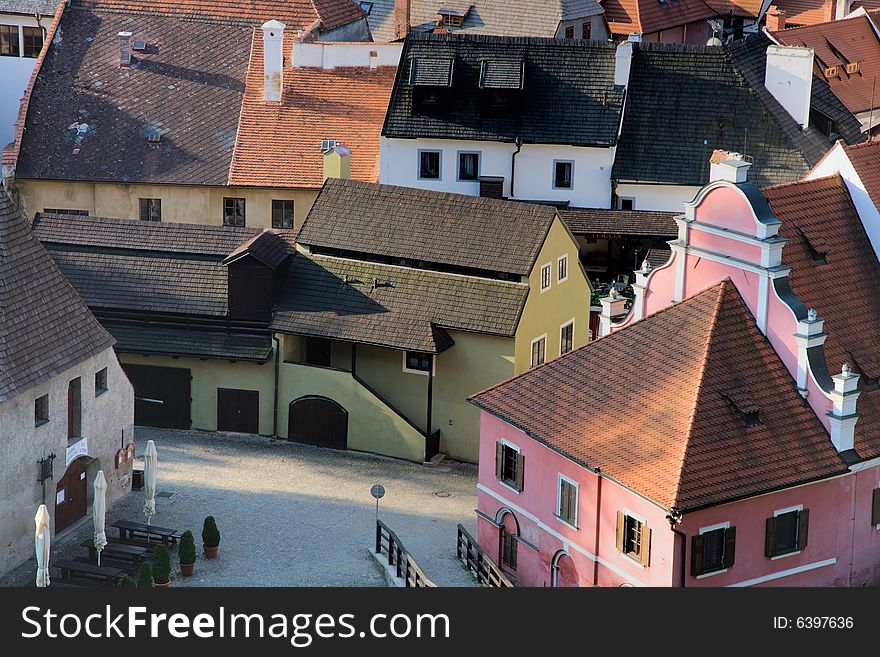 Colourfull roofs of houses of Cesky Krumlov