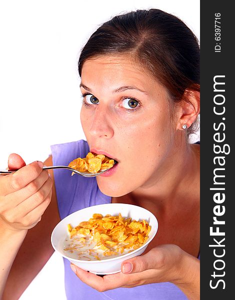 Young Woman Having Cornflakes