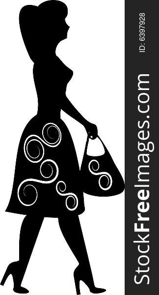 Silhouette of a girl shopping. Silhouette of a girl shopping