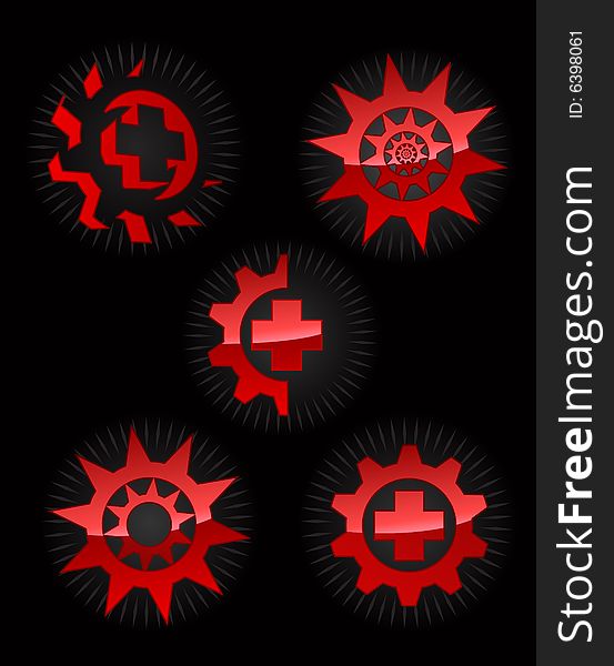 Set of red glossy vector elements for logo design