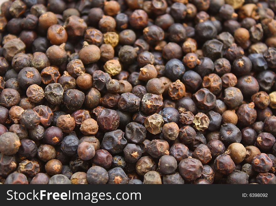 Close up of the dried juniper berries.