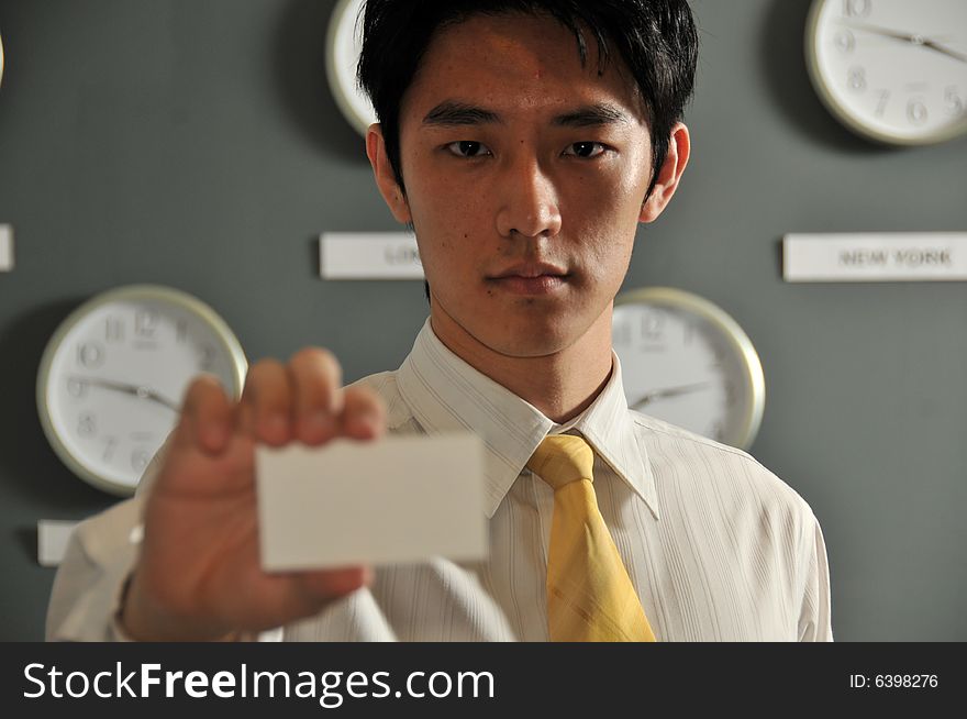 Asian Man With Blank Namecard 101