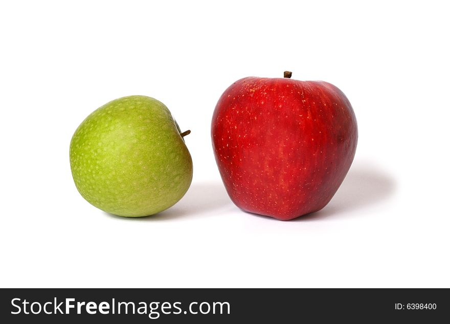 Red and green apples isolated on white background