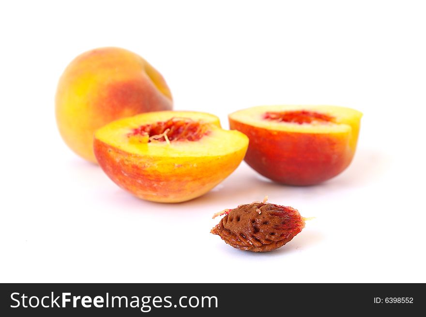 Ripe Peach Isolated On White