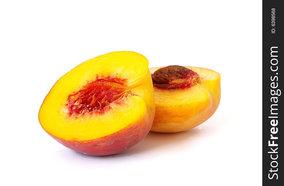 Ripe Peach On White Background