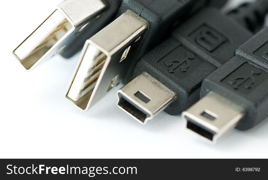 Macro Detail Of Usb Plugs And Other Terminals