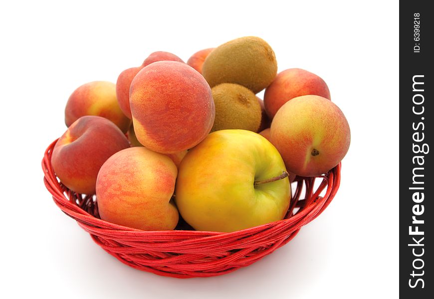Fruits in a basket  on white background