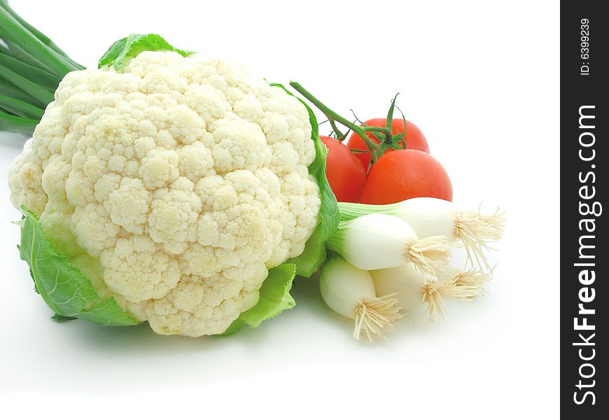 Fresh & bright vegetables on white background