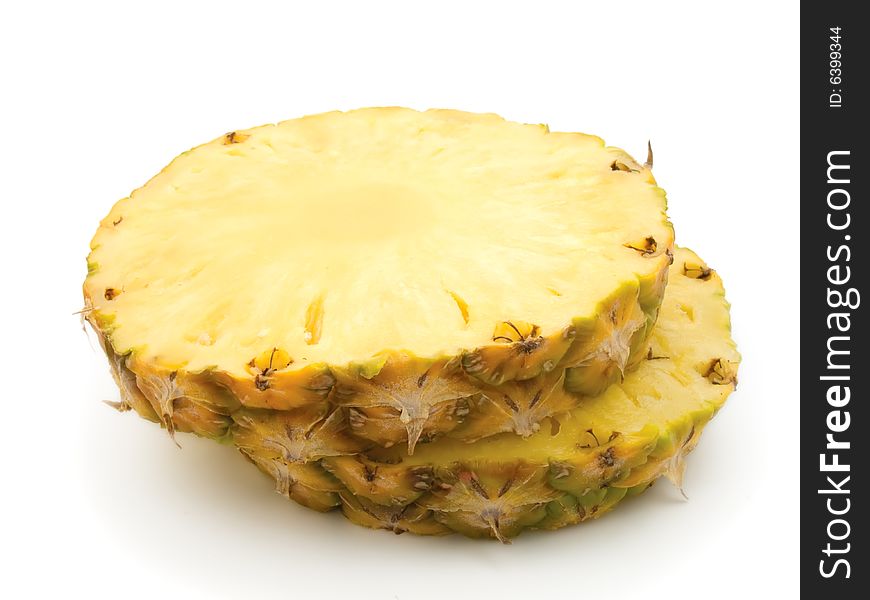 Closeup shot of an isolated pineapple.