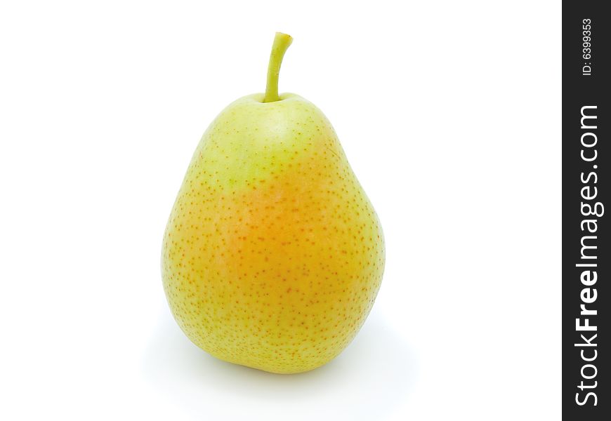 Yellow pear isolated on the white background.