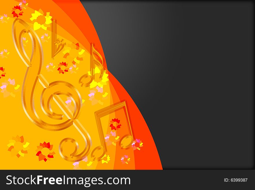 Golden effect with music symbol in dark background. Golden effect with music symbol in dark background