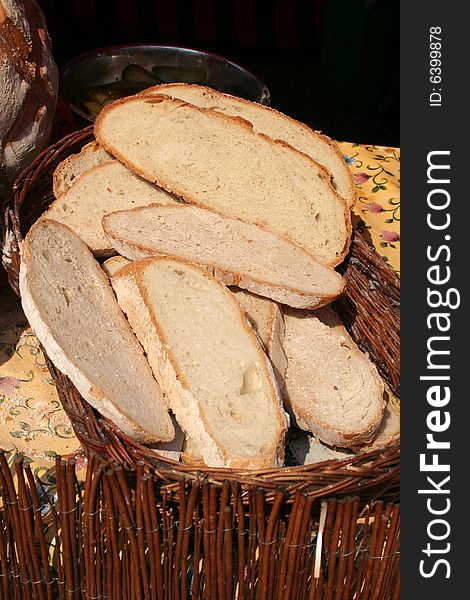 Polish bread in the wicker basket