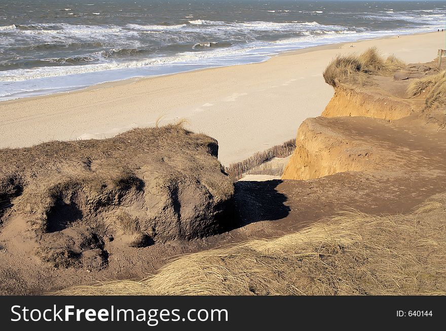 View over the red cliff on the island of Sylt
