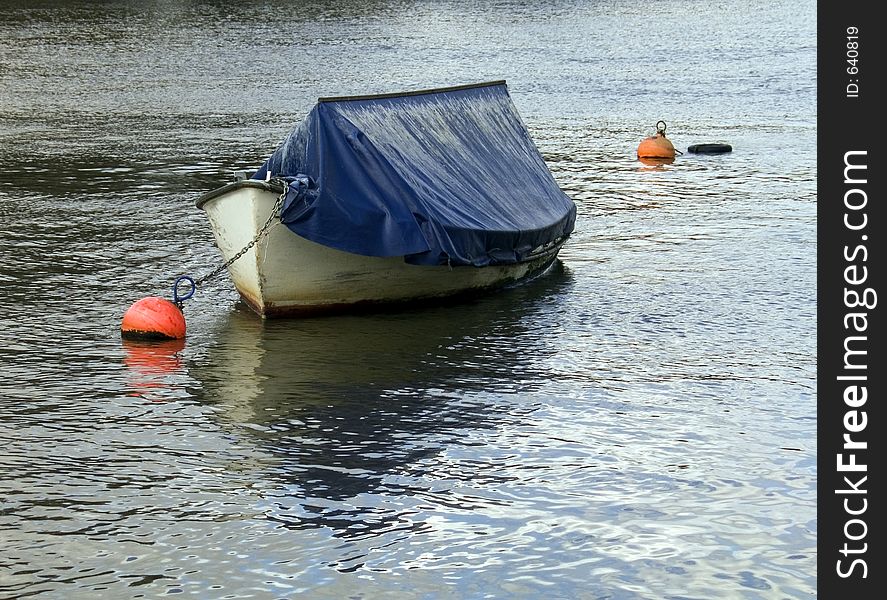 Covered boat in a river